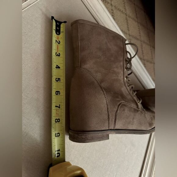 BEAU + ASHE Taupe Faux Suede Size 9.5 Rock Wedge Boots Booties Lace Up NWOT - Picture 12 of 13